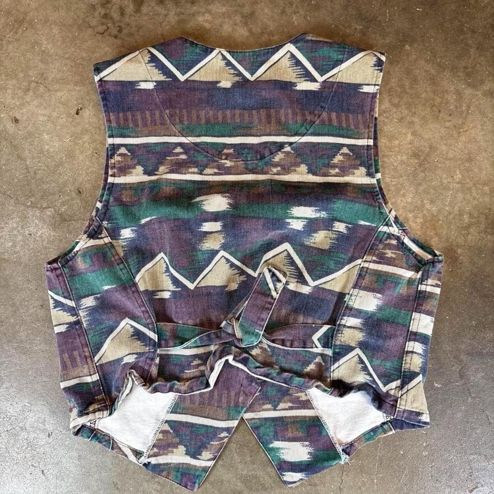 Vintage 90s Stampede multicoloured aztec vest Men's Size Medium - Picture 5 of 7